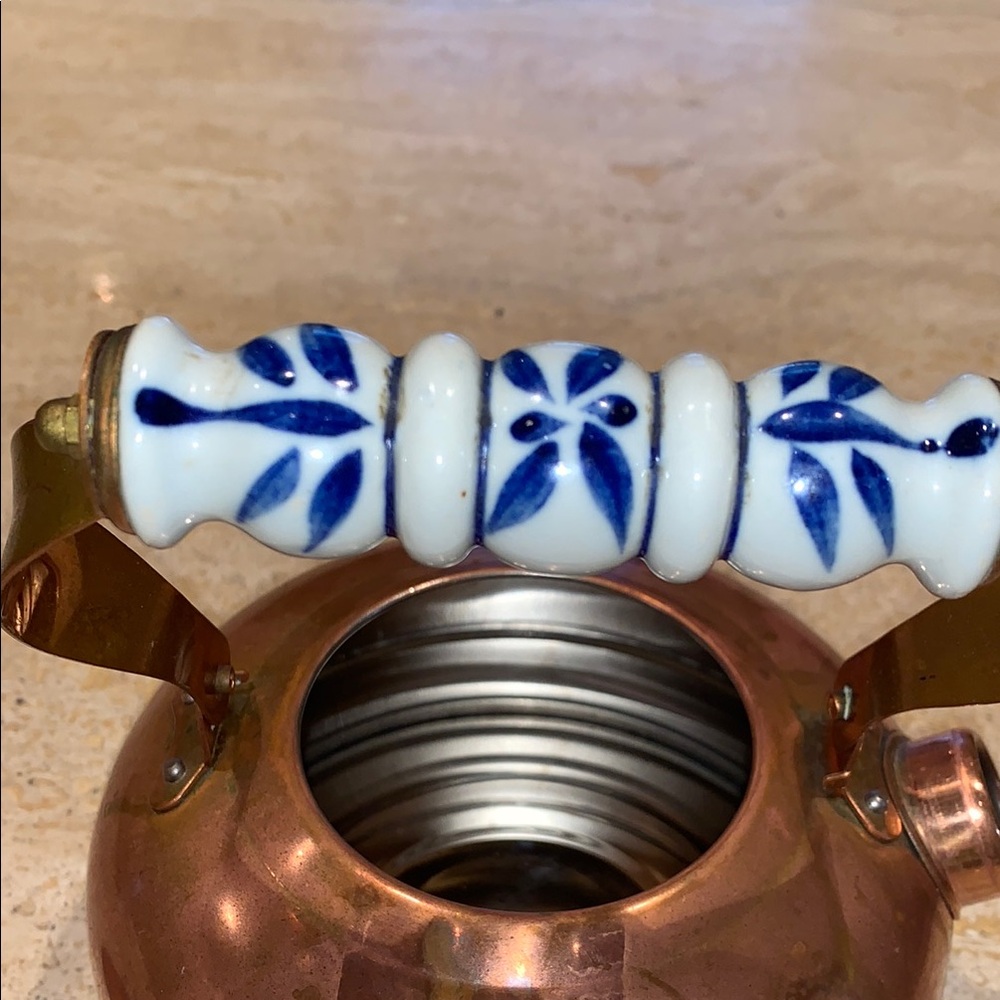Copper Tea Kettle with Porcelain Handle - Picture 7 of 11